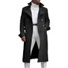 Goolecrimp Trench Lungo Casual da Uomo Cappotto Classico Doppiopetto a Maniche Lunghe con Risvolto alla Moda Giacca Leggera retrò da Lavoro (Nero,3XL)