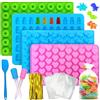 Gemtte Stampo in silicone per caramelle, 4 pezzi, con 2 pipette, stampo in silicone per cioccolato, antiaderente, per caramelle, gelatina, cioccolato