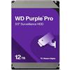 Western Digital WD Purple Pro 12TB per Smart Video, Hard Disk interno da 3.5", Tecnologia AllFrame, 7200 RPM, 550TB/anno, Cache da 256 MB, Garanzia 5 anni