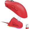 LexonElec x ATTACK SHARK X11 Mouse da Gioco Wireless con Dock di Ricarica Magnetico RGB, Sensore PixArt PAW3311, Leggero 59g Mouse da Gioco Tri-Mode, Cablate/2.4G/BT, Fino a 22K DPI per PC/Mac-rosso
