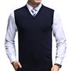 FULIER Gilet da Uomo Inverno V-Collo Senza Maniche Gilet Classico attività Commerciale Signore Maglieria Panciotto Maglione Cardigan Canotte (L, Marina Militare)