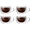 Maxxo Bicchieri a Doppia Parete Cappuccino 4x 300 ml Tazzine con Isolamento Termico di Vetro Resistente al Calore e Freddo di Vetro Borosilicato