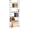 WOLTU Scaffale per Libri a 6 Piani, Libreria in piedi con Struttura in Metallo per Soggiorno/Camera da Letto/Studio, 60x27,5x180cm, Rovere Chiaro+Bianco, RGB9307whe