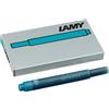 Lamy Cartucce d'inchiostro LAMY T10 con grande capacità d'inchiostro - adatte a tutti i modelli di penne stilografiche Lamy - 1,25 ml per cartuccia - 5 pezzi per confezione -Colore dell'inchiostro turchese