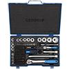GEDORE Chiave a Bussola, Set di 81 Pezzi, 1/4 pollici e 1/2 pollici, Chiave a Bussola Cricchetto, Bussole, Inserti, Chiave a Bussola Professionale, Chiave a Bussola Auto, 19 V20 U20, Blu