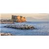 Lupia - Quadro moderno su Tela Canvas DEEP 65X143 cm, con paesaggi e localismi italiani, per casa, soggiorno, capezzale camera da letto, hotel, ufficio, NAPOLI - MARE-SCOGLIO-CASTELLO