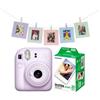 Fujifilm Kit Fotocamera Istantanea Fujifilm Instax Mini 12 Lilac Purple + Pellicole Fujifilm 2 confezioni da 10 pezzi (Macaron) + Cartoline Fotografiche
