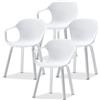 Set 4 sedie con gambe in metallo bianco