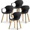 Set 4 sedie con gambe in metallo nero e marrone
