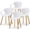 Set 4 sedie con gambe in metallo bianco e marrone