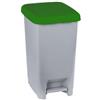 Adatto-M T909978 Pattumiera a pedale polipropilene grigio con coperchio verde 60 litri