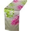 Alexandra House Living Runner da tavolo Verde Fucsia Textile 180 x 30 cm Foglie Velluto