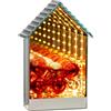 NOEL by Lamart Casetta in Vetro con LED Effetto Specchio 21,5cm Oro Vetro Decorazione Natalizia