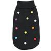 Record - Maglioncino per Cani Candy Shop, Lunghezza dorso 50 cm. Maglione con Collo Alto a Tinta Unita e Pompon Vellutati. Foro Guinzaglio e Lavabile in lavatrice| Nero, XL