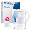 BRITA Caraffa filtrante Marella bianca (2.4L) incl. 3 x filtri MAXTRA PRO All-in-1 che riduce cloro, calcare e PFAS - Adatta al frigo, Memo digitale e riempimento comodo - in confezione sostenibile