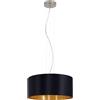Eglo La lampada a sospensione Maserlo, lampada a sospensione tessile a tre punti luce, lampada a sospensione in acciaio e tessuto, nichel opaco, nero, oro, attacco E27, diametro 53 cm