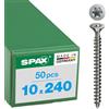 Spax, Viti per strutture in legno, con testa a scomparsa, filettatura completa, T-STAR plus, CUT, in acciaio inox anti ossidazione A4, 1.4578-1208001001605, 10 x 240 mm