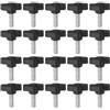 QUARKZMAN 20pz Manopole a T con Viti a Testa Alare M6x20mm Manopole a T Plastica Filettatura Maschio standard Maniglie Manopole Serraggio a mano Vite a testa Zigrinata, Nero