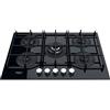 HOTPOINT HAGS 72F/BK PIANO COTTURA 5 FUOCHI GAS 73 CM 9 LIVELLI DI POTENZA GRIGLIE IN GHISA COMANDI FRONTALI VETRO NERO HAGS72F/BK