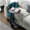 [en.casa] Tavolino da Divano (AxØ) 56 x 38 cm Tavolino Basso a Forma di C - Consolle con 4 Rotelle e Piano Rotondo - Grigio