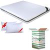 EVERGREENWEB MATERASSI & BEDS EVERGREENWEB - Materasso Matrimoniale 160x190 Alto 20 cm con COPPIA CUSCINI Memory Foam INCLUSI Lastra in Poliuretano Ortopedico Rivestimento SFODERABILE Lavabile Effetto MASSAGGIANTE per Reti e Letti