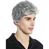WIG ME UP-DW1333A-51 Parrucca Uomo Donna Unisex Corta Leggermente ondulata Ciuffo Grigio Grigio argento