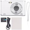 Qcwwy Fotocamera Digitale da 44 MP, Zoom 16x Display IPS da 2,4 Pollici Fotocamera Tascabile Anti-vibrazione da 700 MAh con Cinturino da Polso per Laurea (WHITE)