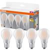 OSRAM LED BASE A60, confezione vantaggiosa con 4 lampadine, sostituisce le tradizionali lampadine da 60W, 6.5W, bianco caldo (2700K), vetro opaco, non dimmerabile, forma a bulbo, E27