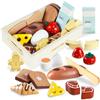 Smartwo Montessori Cibo Giocattolo per Bambini da Colazione, Pane e Frutta Legno da Tagliare Montessori, Giochi in Legno per Bambini Cucina, Accessori Cucina Bambini Legno, Giochi Bambino 3-6 Anni