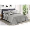 Tata Home Trapunta Coperta Piumone Invernale Caldissimo imbottito 570 gr/mq in Pile Velluto 3D e Agnellato Sherpa Letto Matrimoniale 2 Piazze 260x260 cm Made in Italy Mod. ZigZag Glitter Grigio Chiaro
