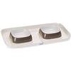 Ferplast Vassoio con ciotole per Cani e Gatti GLAM TRAY XS Doppia ciotola, Base in plastica, Piedini Antiscivolo, Due ciotole incluse capacità 0,4 L, Grigio