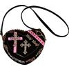 Ftchangfang Borsa a tracolla stile punk gotico Y2K cuore carino Lolita borsa a tracolla per le donne, nero
