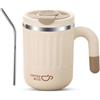 Kytpyi Termos Caffè, Tazza Termica, 480ml Bicchiere Termico a Prova di Perdite con Paglia Coperchio per Caffè Bevande, Thermos Caffe Acciaio Inossidabile Antiscottatura per Casa Ufficio (Beige)