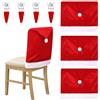 BROADREAM Set di 4 coprisedie natalizie, con cappello di Babbo Natale, coprisedia elasticizzati, coprisedia rimovibile, design natalizio per tavolo da pranzo, decorazione natalizia