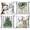 Lanpn 4 Pezzi Federe Cuscini Natalizi Copricuscini Natalizia 40x40cm, Pupazzo di neve Alce Inverno Federa Natale Decorativo, Decorazioni Natalizio per Divani Letto in Camera da Letto Bianco Grigio