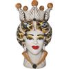 Teste di Moro e Pigne in Ceramica di Cal Testa Regina Impero Normanno con Corona e dettagli Dorati- Teste di Moro in Ceramica di Caltagirone da 33 cm - Teste di Moro e Pigne in Ceramica di Ca