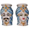 Teste di Moro e Pigne in Ceramica di Cal Teste di Moro Coclea con Riflessi Oro e Azzurri - Ceramica Originale di Caltagirone da 13 cm - Teste di Moro