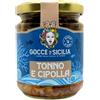 Gocce di Sicilia Tonno e Cipolla - Pezzetti di tonno con Cipolla a fette in Olio d'Oliva - 200 grammi - Tonno e Bottarga