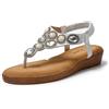 JOMIX Sandali Donna Estive Eleganti Infradito Mare Spiaggia Gioielli Strass Zeppa Bassa Comodi Casual Chiusura Elastica Plantare Imbottito SD9107 (Argento,39)