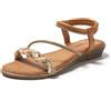 JOMIX Sandali Donna Estive Eleganti Sandali Donna Tacco Bassi Comodi Morbidi con Strass SD9433 Camello 37