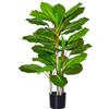 HOMCOM Pianta Artificiale da 33 Foglie per Interni ed Esterni con Vaso Ø15x13 cm, Pianta Finta Alta 95 cm in PEVA, PE e Cemento, Verde e Nero