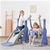 GL Store Scivolo per bambini 4-in-1 con altalena, canestro da basket, scala da arrampicata, scivolo da giardino per interni ed esterni, 140×118×102 cm, Blu