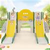 GL Store Scivolo per bambini 8-in-1, gioco da arrampicata multifunzionale con 2 scivoli, scala da arrampicata, canestro da basket, gioco del lasso, binocolo, spazio di stoccaggio, 200×165×95 cm,Verde Antico