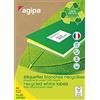 Agipa-2400 etichette per stampante a getto d'inchiostro o laser e fotocopiatrici, 100% materiale riciclato, 70 x 37 mm