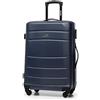 WITTCHEN Valigia Media Trolley Valigia Rigida in ABS Valigia Bagaglio Valigie con 4 Ruote Serratura a combinazione Maniglia telescopica Globe Line blu navy