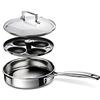 Le Creuset Padella cuoci uova 20 cm in acciaio inox, 20 x 5 cm, Acciaio inox a 3 strati, 96204220001000