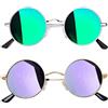 Joopin Occhiali da Sole Uomo Donna Rotondi Polarizzati Protezione UV400 Vintage Piccoli Tondi Occhiali da Sole 2 Paia (Verde e Viola)