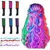 MSDADA 6 pettini temporanei per capelli colorati per ragazze e bambini, lavabili, per ragazze, adulti, feste, carnevale, Halloween, Pasqua, Natale, festa dei bambini, cosplay (6 colori + 4 pezzi)