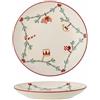 Bloomingville Yule - Piatto in gres porcellanato, motivo natalizio, 25,5 cm, colore: naturale
