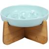 Gatphy Ciotola Anti Gloton Gatto Ceramica Ciotola Anti Gloton Piccolo Cane con Bambù Supporto Ciotola Anti Gloton Gatto Elevato Prevenire Vomito Indigestione Obesità (Verde)